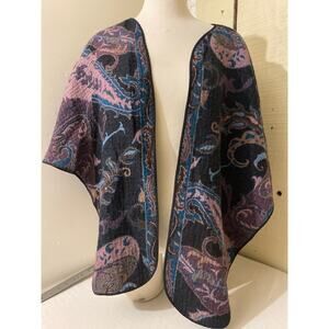 Women's Open Front Wrap Cardigan Sweater Handmade‎ One Size Floral Paisley